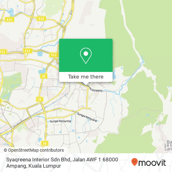 Peta Syaqreena Interior Sdn Bhd, Jalan AWF 1 68000 Ampang