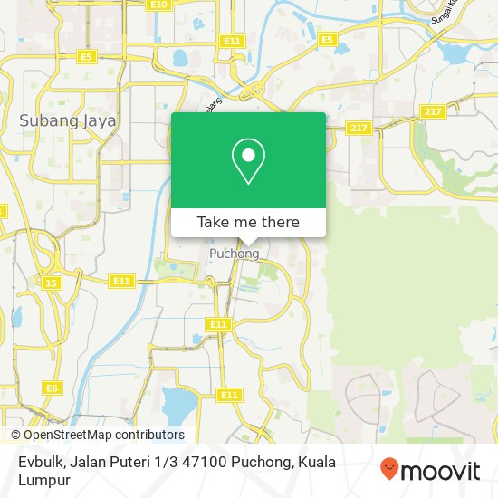 Peta Evbulk, Jalan Puteri 1 / 3 47100 Puchong