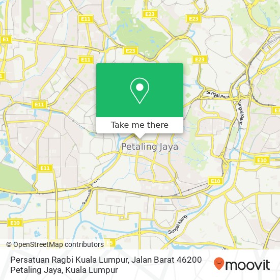 Peta Persatuan Ragbi Kuala Lumpur, Jalan Barat 46200 Petaling Jaya