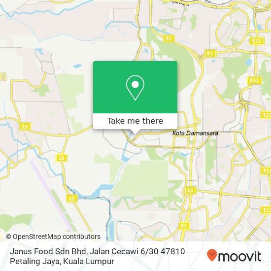 Peta Janus Food Sdn Bhd, Jalan Cecawi 6 / 30 47810 Petaling Jaya