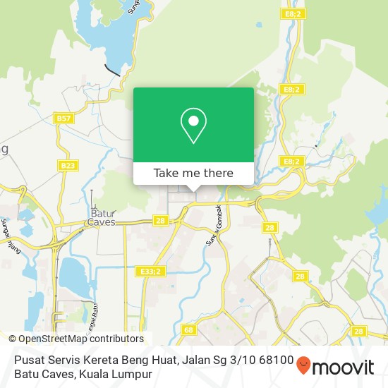 Peta Pusat Servis Kereta Beng Huat, Jalan Sg 3 / 10 68100 Batu Caves