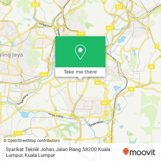 Peta Syarikat Teknik Johan, Jalan Riang 58200 Kuala Lumpur