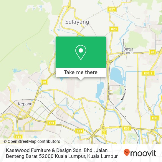 Peta Kasawood Furniture & Design Sdn. Bhd., Jalan Benteng Barat 52000 Kuala Lumpur