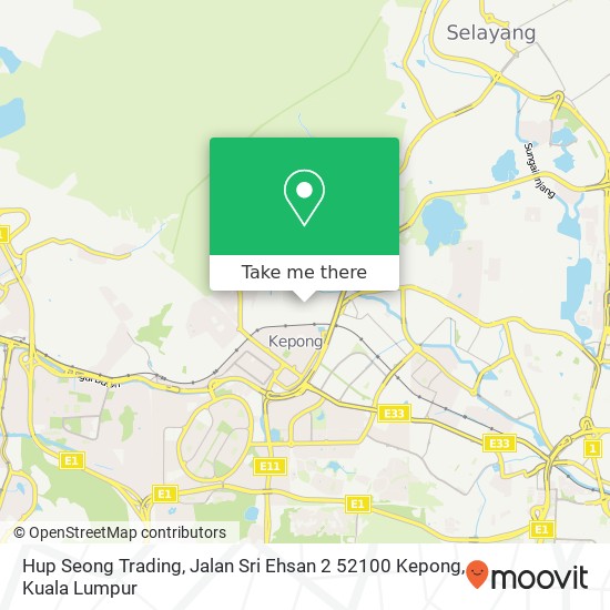 Peta Hup Seong Trading, Jalan Sri Ehsan 2 52100 Kepong