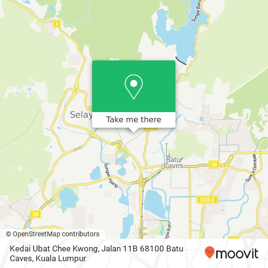 Peta Kedai Ubat Chee Kwong, Jalan 11B 68100 Batu Caves