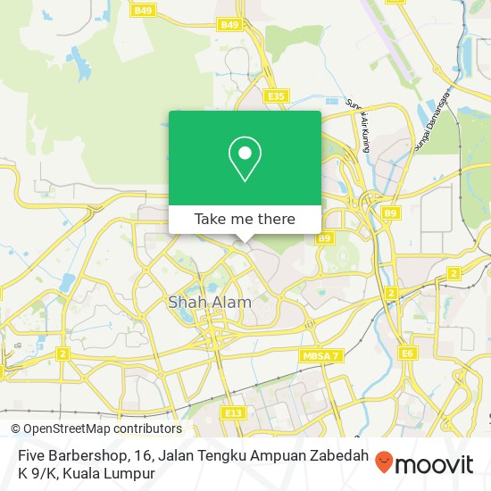Peta Five  Barbershop, 16, Jalan Tengku Ampuan Zabedah K 9 / K