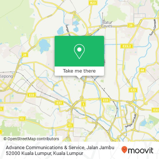 Peta Advance Communications & Service, Jalan Jambu 52000 Kuala Lumpur