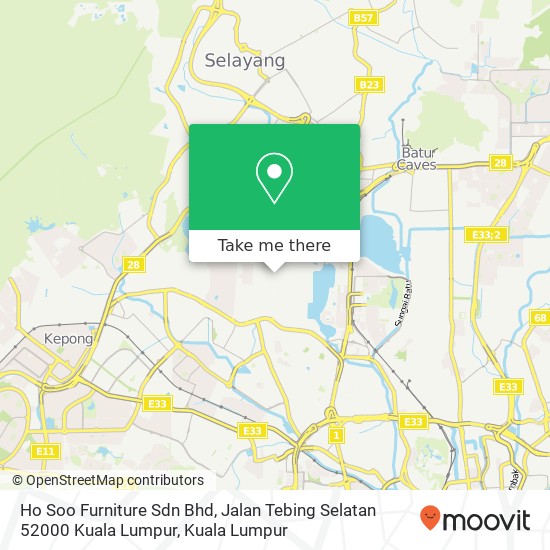 Peta Ho Soo Furniture Sdn Bhd, Jalan Tebing Selatan 52000 Kuala Lumpur