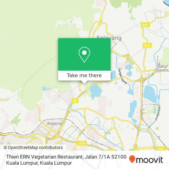 Peta Thien ERN Vegetarian Restaurant, Jalan 7 / 1A 52100 Kuala Lumpur