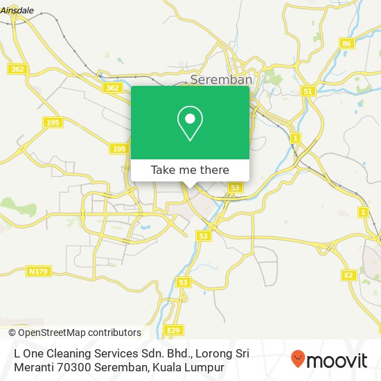 Peta L One Cleaning Services Sdn. Bhd., Lorong Sri Meranti 70300 Seremban