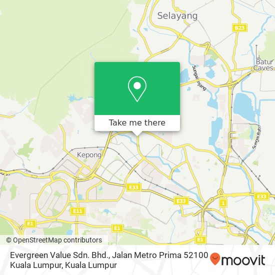 Evergreen Value Sdn. Bhd., Jalan Metro Prima 52100 Kuala Lumpur map