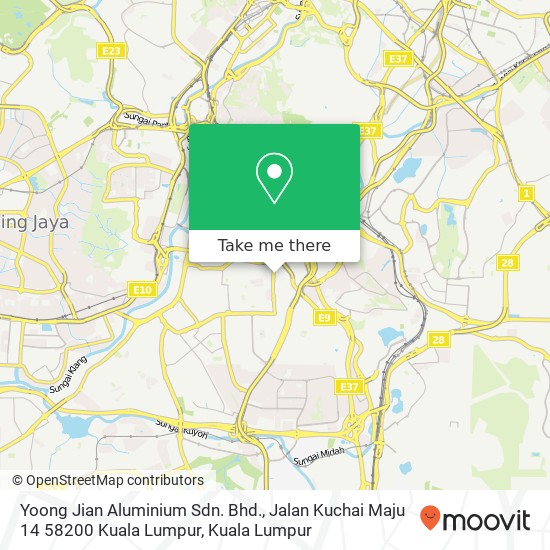 Peta Yoong Jian Aluminium Sdn. Bhd., Jalan Kuchai Maju 14 58200 Kuala Lumpur