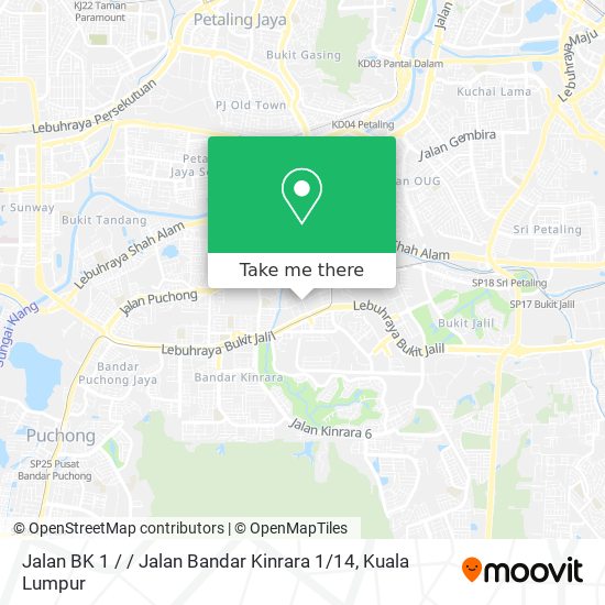 Jalan BK 1 / / Jalan Bandar Kinrara 1 / 14 map
