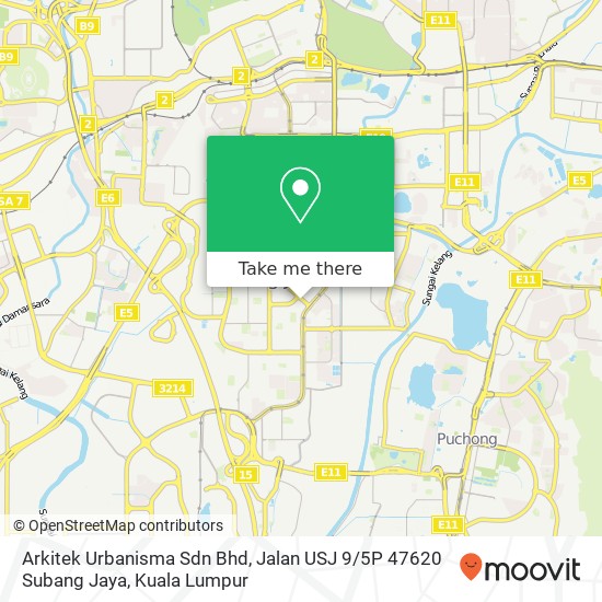 Peta Arkitek Urbanisma Sdn Bhd, Jalan USJ 9 / 5P 47620 Subang Jaya