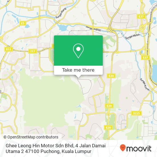 Peta Ghee Leong Hin Motor Sdn Bhd, 4 Jalan Damai Utama 2 47100 Puchong
