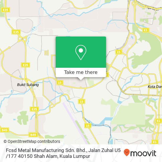 Fcsd Metal Manufacturing Sdn. Bhd., Jalan Zuhal U5 /177 40150 Shah Alam map