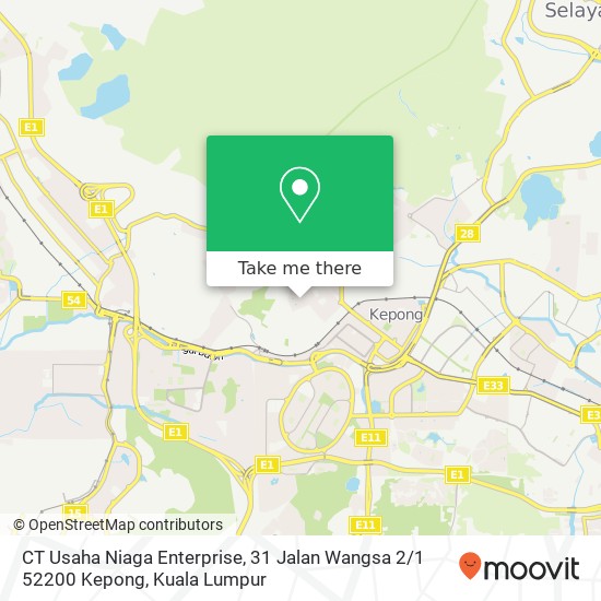 Peta CT Usaha Niaga Enterprise, 31 Jalan Wangsa 2 / 1 52200 Kepong