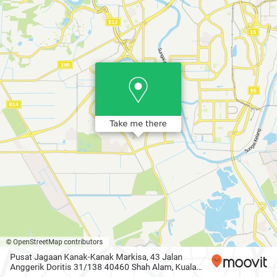 Peta Pusat Jagaan Kanak-Kanak Markisa, 43 Jalan Anggerik Doritis 31 / 138 40460 Shah Alam