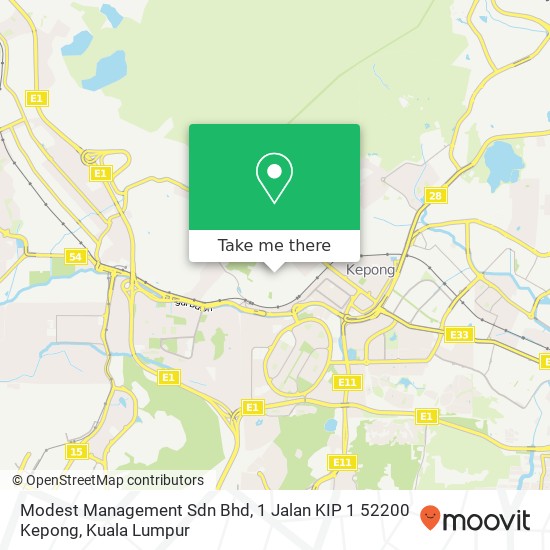 Modest Management Sdn Bhd, 1 Jalan KIP 1 52200 Kepong map