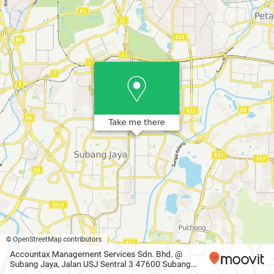 Peta Accountax Management Services Sdn. Bhd. @ Subang Jaya, Jalan USJ Sentral 3 47600 Subang Jaya