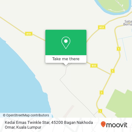 Peta Kedai Emas Twinkle Star, 45200 Bagan Nakhoda Omar