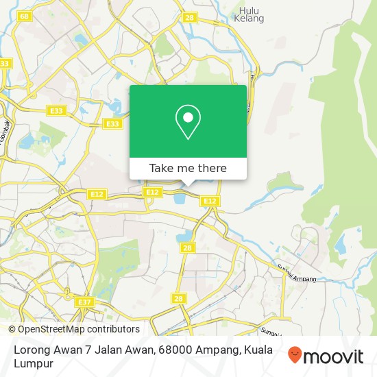 Peta Lorong Awan 7 Jalan Awan, 68000 Ampang