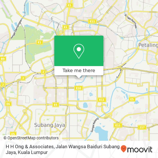 Peta H H Ong & Associates, Jalan Wangsa Baiduri Subang Jaya