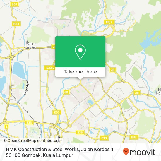 Peta HMK Construction & Steel Works, Jalan Kerdas 1 53100 Gombak