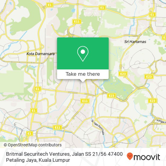 Peta Britmal Securitech Ventures, Jalan SS 21 / 56 47400 Petaling Jaya