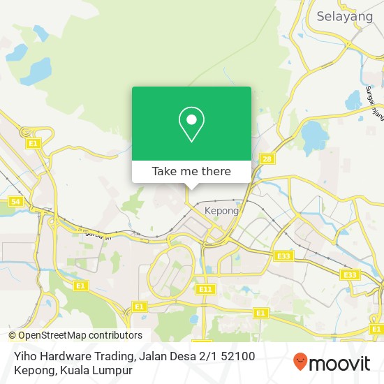 Peta Yiho Hardware Trading, Jalan Desa 2 / 1 52100 Kepong