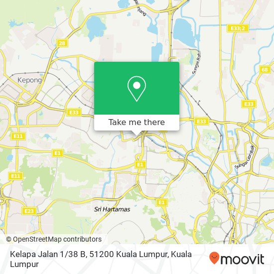 Peta Kelapa Jalan 1 / 38 B, 51200 Kuala Lumpur