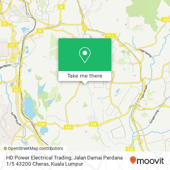 HD Power Electrical Trading, Jalan Damai Perdana 1 / 5 43200 Cheras map