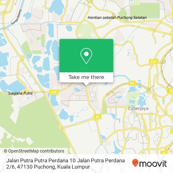 Peta Jalan Putra Putra Perdana 10 Jalan Putra Perdana 2 / 6, 47130 Puchong