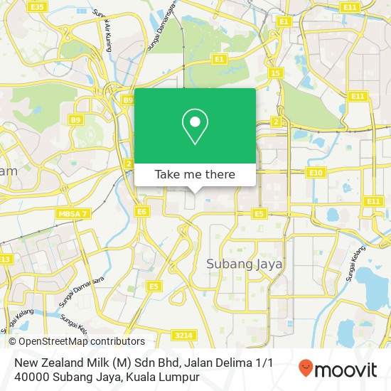 Peta New Zealand Milk (M) Sdn Bhd, Jalan Delima 1 / 1 40000 Subang Jaya
