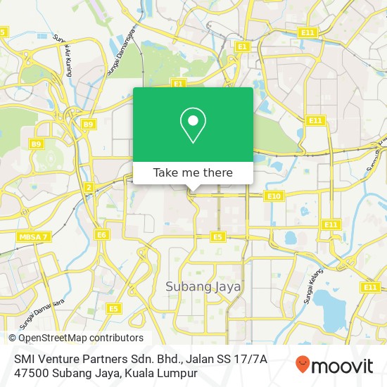 SMI Venture Partners Sdn. Bhd., Jalan SS 17 / 7A 47500 Subang Jaya map
