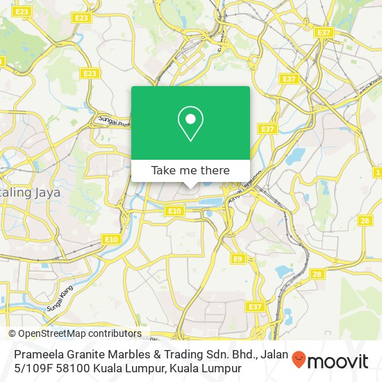 Peta Prameela Granite Marbles & Trading Sdn. Bhd., Jalan 5 / 109F 58100 Kuala Lumpur