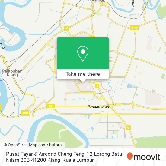Peta Pusat Tayar & Aircond Cheng Feng, 12 Lorong Batu Nilam 20B 41200 Klang