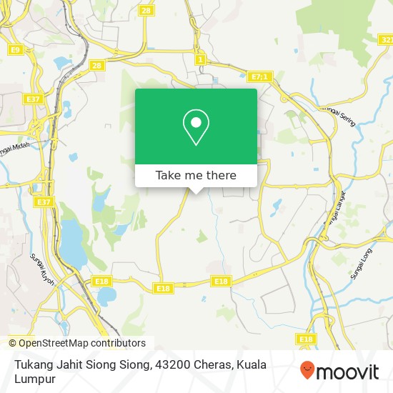 Peta Tukang Jahit Siong Siong, 43200 Cheras
