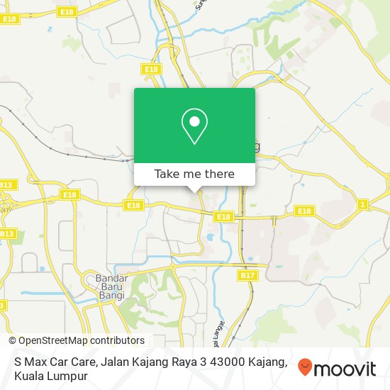 Peta S Max Car Care, Jalan Kajang Raya 3 43000 Kajang