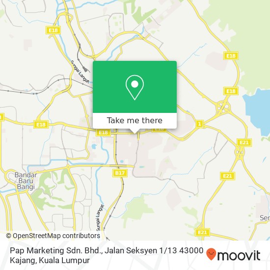 Pap Marketing Sdn. Bhd., Jalan Seksyen 1 / 13 43000 Kajang map