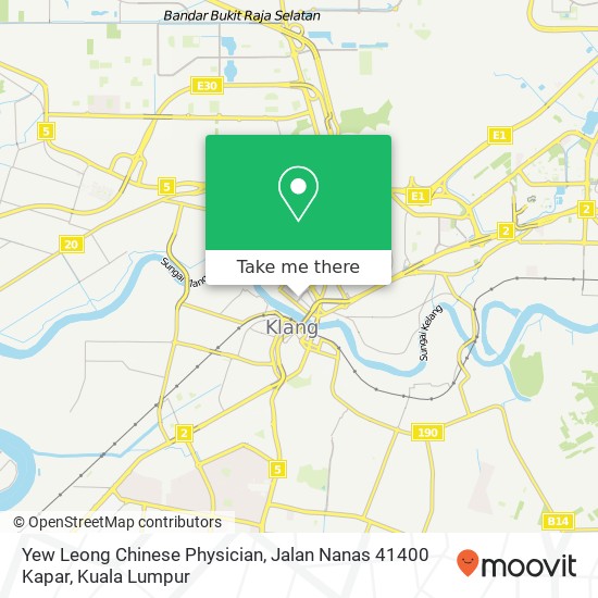 Peta Yew Leong Chinese Physician, Jalan Nanas 41400 Kapar
