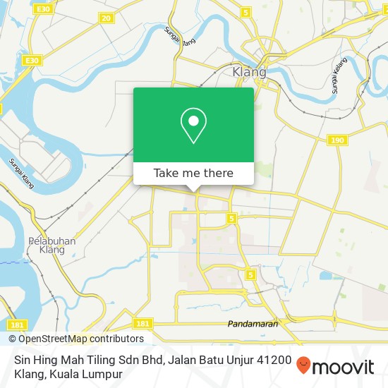 Peta Sin Hing Mah Tiling Sdn Bhd, Jalan Batu Unjur 41200 Klang