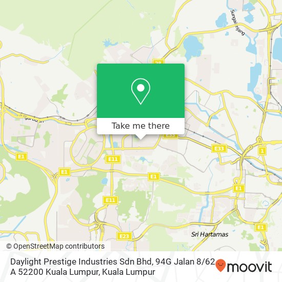 Peta Daylight Prestige Industries Sdn Bhd, 94G Jalan 8 / 62 A 52200 Kuala Lumpur