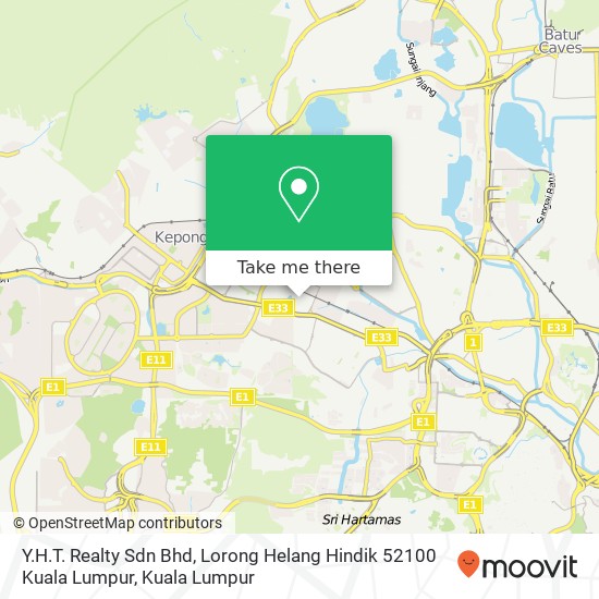 Peta Y.H.T. Realty Sdn Bhd, Lorong Helang Hindik 52100 Kuala Lumpur