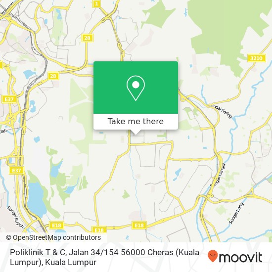 Peta Poliklinik T & C, Jalan 34 / 154 56000 Cheras (Kuala Lumpur)
