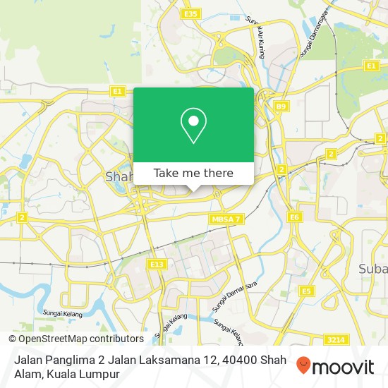 Peta Jalan Panglima 2 Jalan Laksamana 12, 40400 Shah Alam