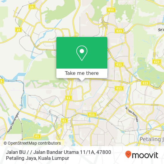 Peta Jalan BU / / Jalan Bandar Utama 11 / 1A, 47800 Petaling Jaya