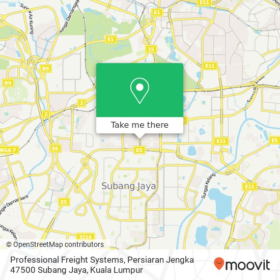 Peta Professional Freight Systems, Persiaran Jengka 47500 Subang Jaya