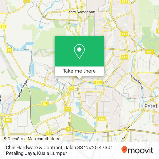 Peta Chin Hardware & Contract, Jalan SS 25 / 25 47301 Petaling Jaya