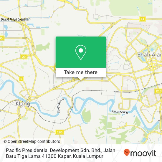 Pacific Presidential Development Sdn. Bhd., Jalan Batu Tiga Lama 41300 Kapar map